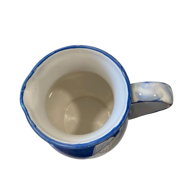 Jay Willfred Andrea by Sadek Pitcher Vase Blue & White Fish Hand Painted Asian - Picture 5 of 8